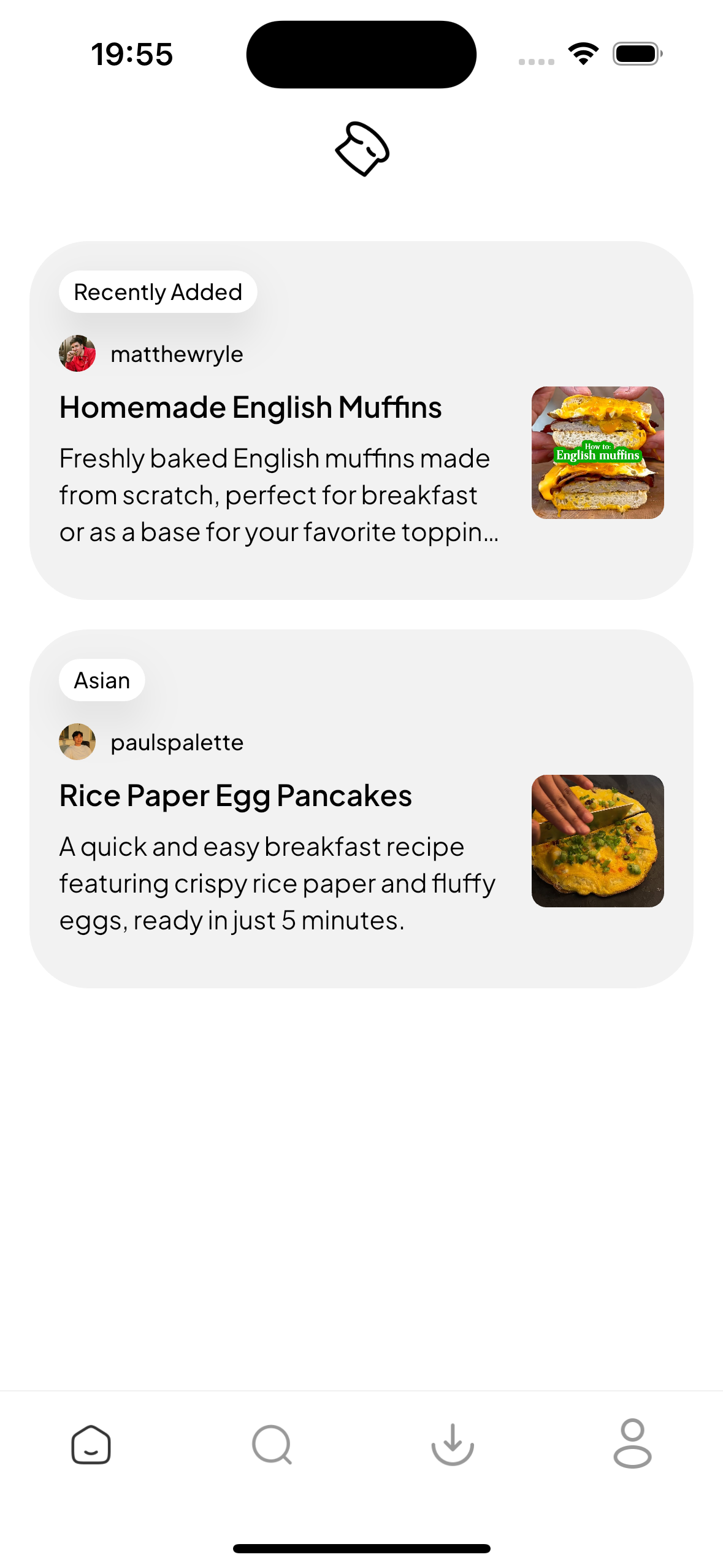 SocialChef app interface showing Mobile App